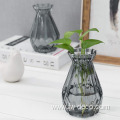 Clear Gray Glass Diamond Faceted Flower Vases
